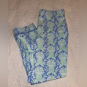 Crown & Ivy Women's Blue and Green Pineapple Print Pants Size 14